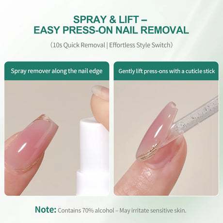 Nailpop 60ml Nail Remover Spray For Press On Nails False Nail Tips Type UV Soak Off Solid Adhesive Fake Nail Removing Nail Art