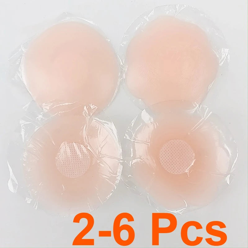 2-6Pcs Women Silicone Nipple Covers Reusable Breast Petals Lift Up Invisible Bra Pasties Chest Pad Sticker Intimates Accessories