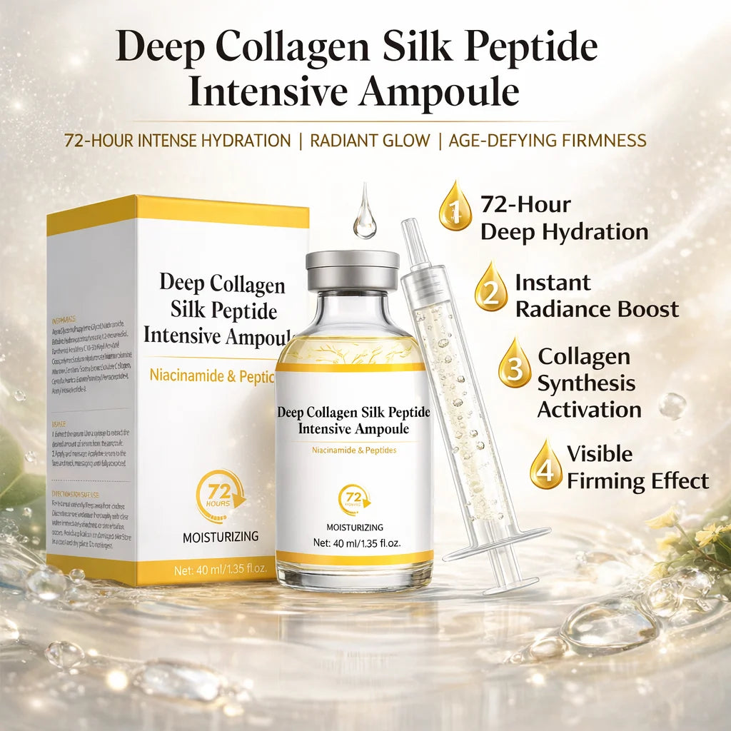 Deep Collagen Silk Peptide Intensive Ampoule Face-Lift Serum with Peptides & Deep Collagen Plumping, Smooth, Korean Skincare