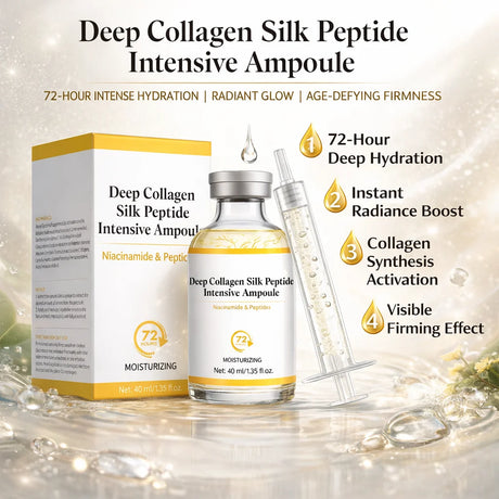 Deep Collagen Silk Peptide Intensive Ampoule Face-Lift Serum with Peptides & Deep Collagen Plumping, Smooth, Korean Skincare