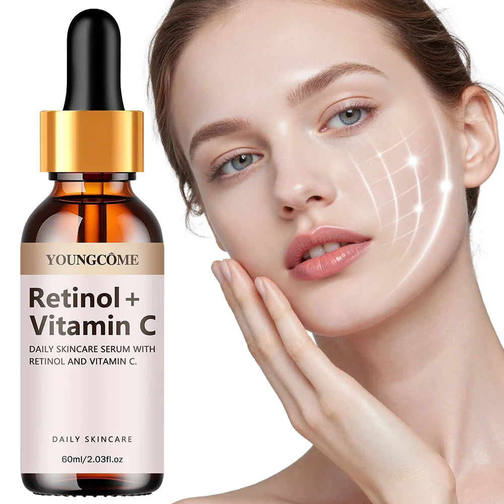 Daily Skincare Serum with Retinol Vitamin C, Anti Aging Face Brightening Hydrating Moisturizer, Firming Smoothing Fine Lines Por