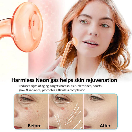 4-in-1 Portable Handheld Electric Neon Wand for Face Skin Beauty High Frequency Facial Therapy Tool for Acne Treatment