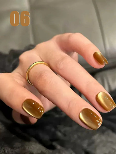 12ml 1-21pcs Brown Gold Cat Eye Gel Nail Polish Hot Selling Winter Whitening Magnet Gel Polish Gold Nails Nail Supplies Nail Art