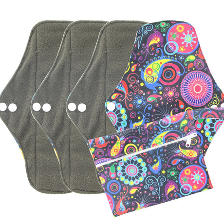 5pcs Set 4pcs Bamboo Reusable Sanitary Pads Washable Absorbent Cloth Menstrual Pads+1pc Bonus Free Mini Wet Bag