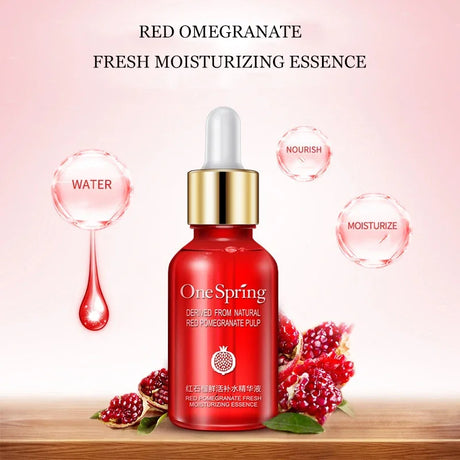 Red Pomegranate Fresh Moisturizing Facial Essence Oil Control Face Sreum Shrink Pores Skin Care Deeply Nourishes Refreshing