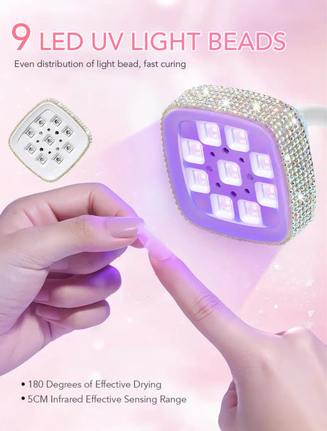 Professional Nail Lamp 9 LEDS UV Nail Dryer Auto Sensing Touch Control Fast Drying Nail Light 360 Bendable Nail Lamp