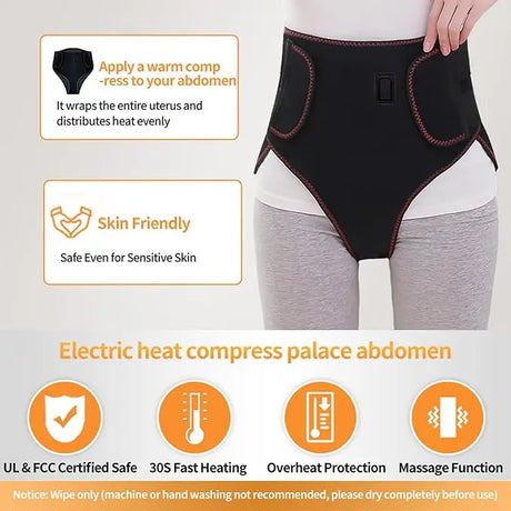 Upgrade Menstrual Period Heating Pad with Vibration Massager Electric Heated Abdomen Wrap for Abdomen Pain & Cramps Relief