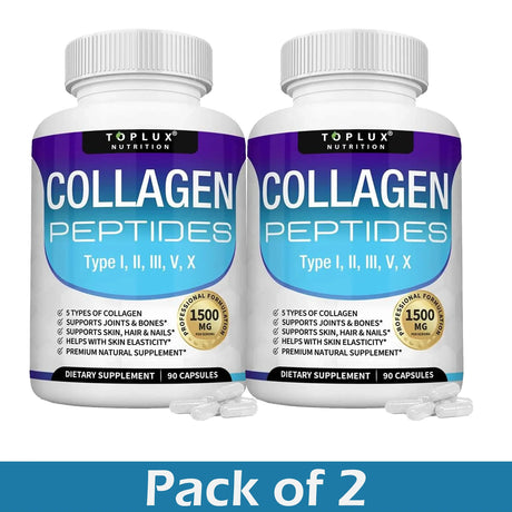 Multi Collagen Peptides Capsules 1800mg - Hydrolyzed Protein Collagen Complex Pills Promotes Skin & Hair , Joint for Men Women
