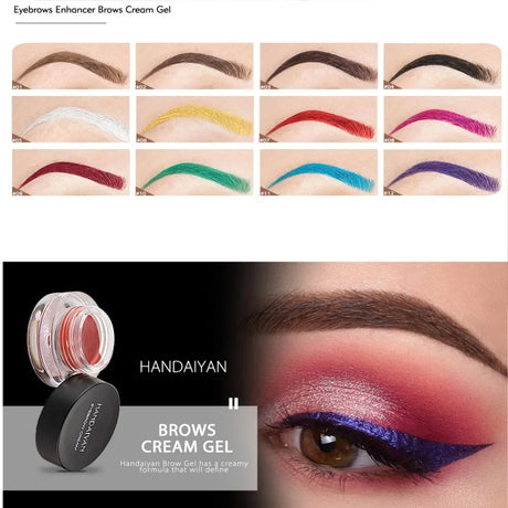 HANDAIYAN Colorful Eyebrow Cream Gel High Pigment Brows Tint Waterproof Long lasting Eye Brow Dye With Brushes Decorate Cosmetic