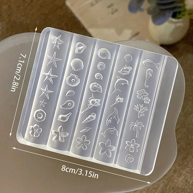 Retro Picture Frame Gem Baroque Shell Carving 3D Relief Manicure Templates Nail Art Transparent Silicone Nail Mold