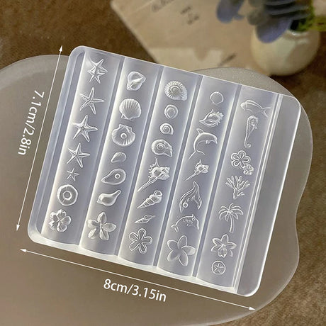 Retro Picture Frame Gem Baroque Shell Carving 3D Relief Manicure Templates Nail Art Transparent Silicone Nail Mold