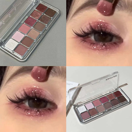 Sexy Rose Wine Red Brown Glitter Eyeshadow Saturation Soft Matte Grey Pink 12 Color Eye Shadow Makeup Palette Eye Contour Makeup