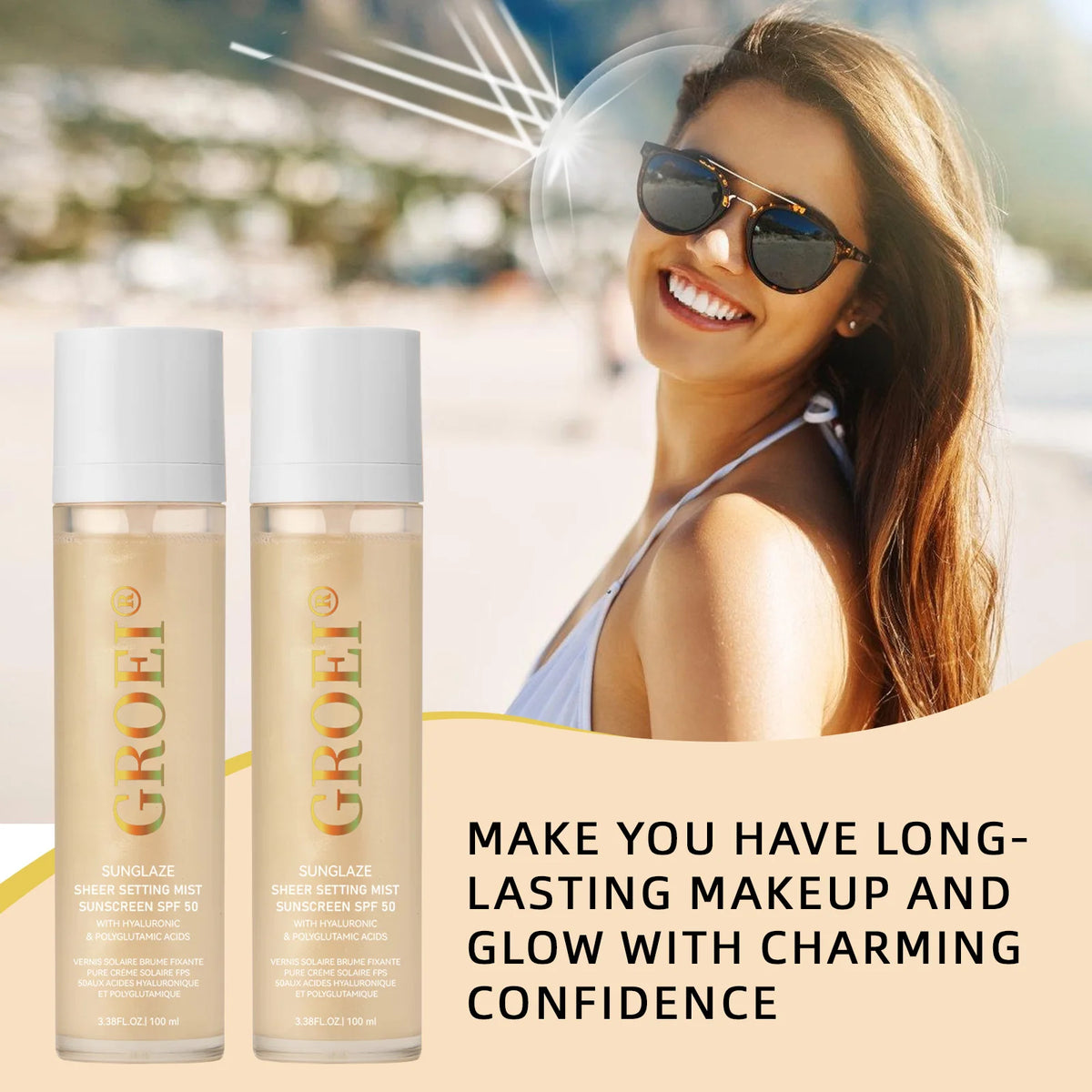 100ml SPF 50 Sunscreen Setting Spray Sheer Setting Mist Sunscreen Spray Facial Skin Care Lightweight & Non-Greasy
