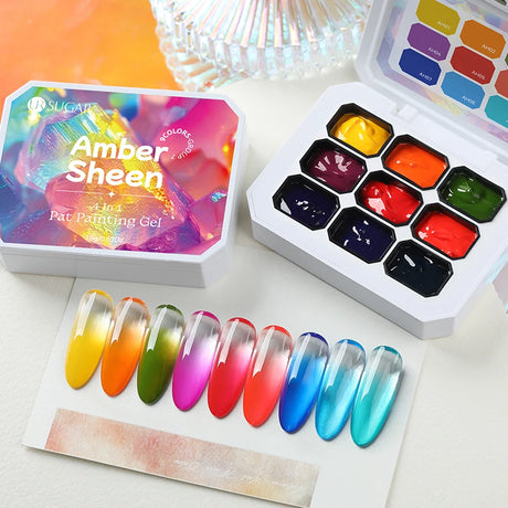 UR SUGAR 9 Colors Gradient Painting Gel Nail Art Gradient Color DIY Design Gel 4 In 1 Used For Gradient Nail Stamping Pattern