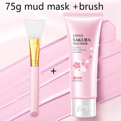 LAIKOU Japan Sakura Clay Mask Deep Cleansing Skin Mud Korean Face Mask Oil Control Shrink Pores Skin Care 80g