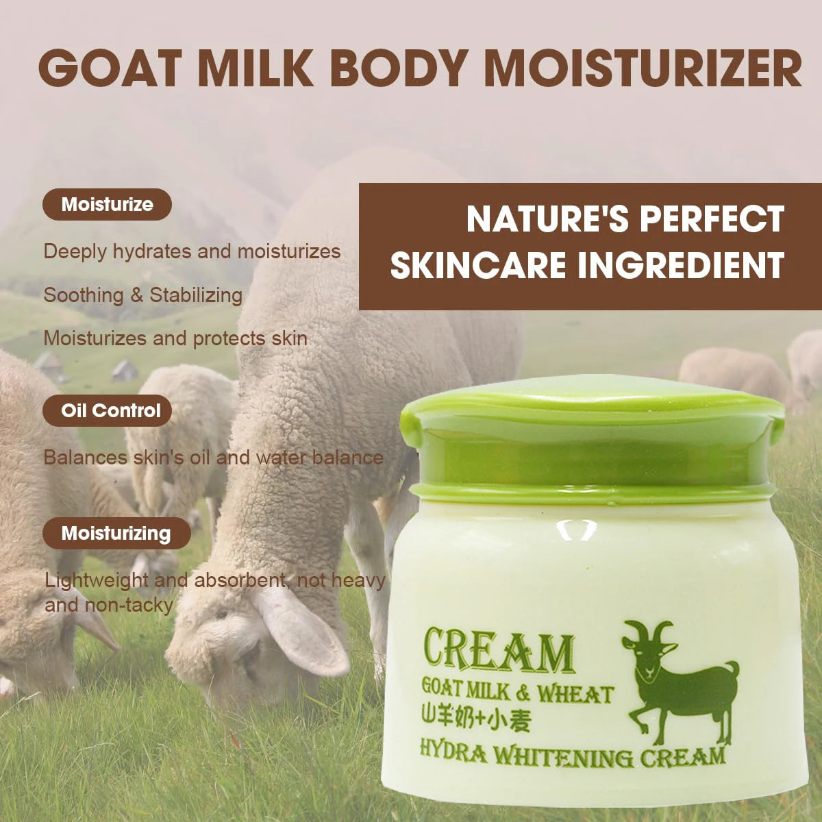 Goat Milk And Wheat Hydra Whitening Cream Skin Hydration Moisturizing Body for Dry & Sensitive Skin Anti-Aging Firming Cream