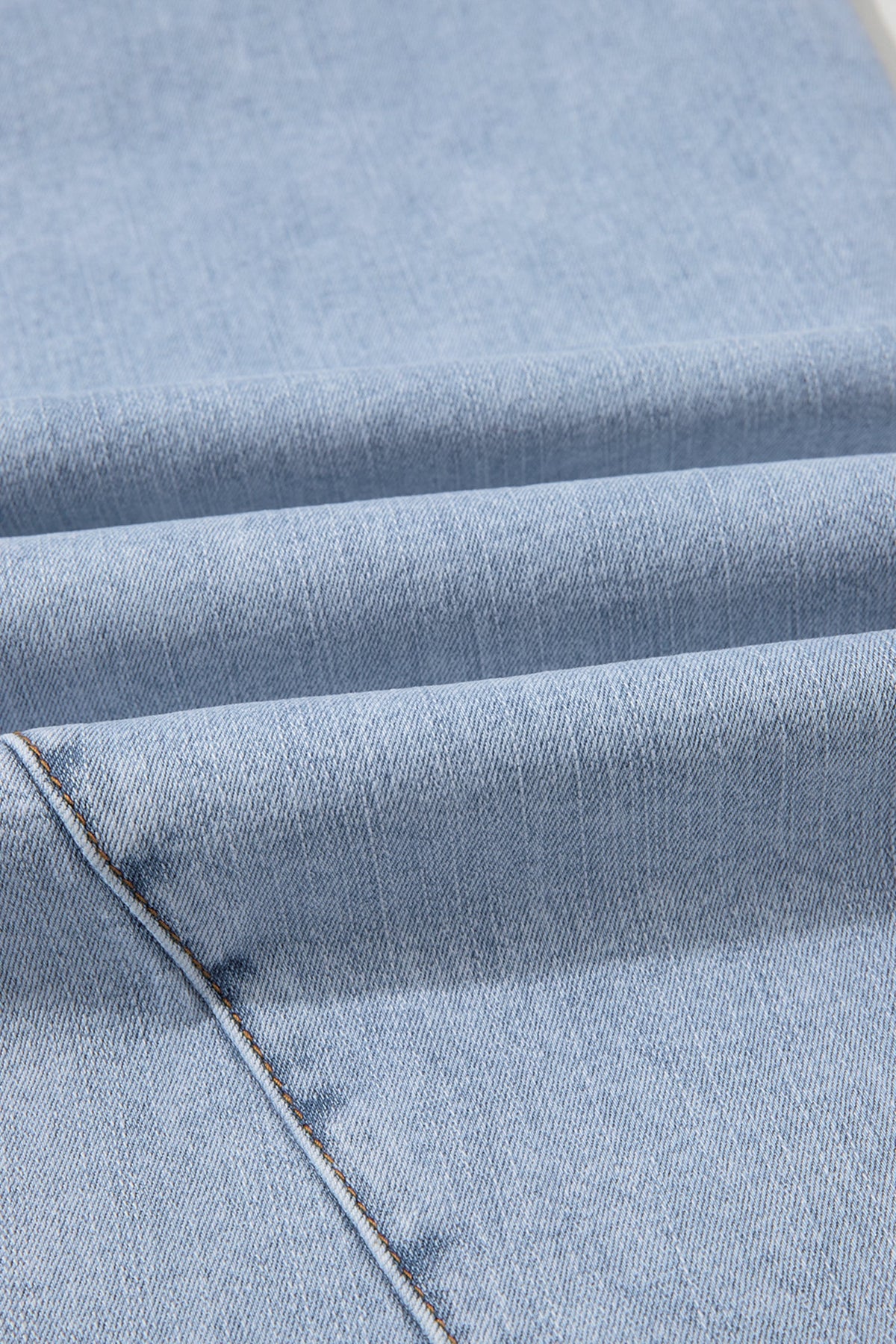 Beau Blue Solid Paneling Loose Fit Plus Size Jeans