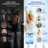 Magnesium Glycinate + Zinc Supplement Capsules, High Absorption, Support Sleep Health, Bone Joint, Brain, Strengthen Immune