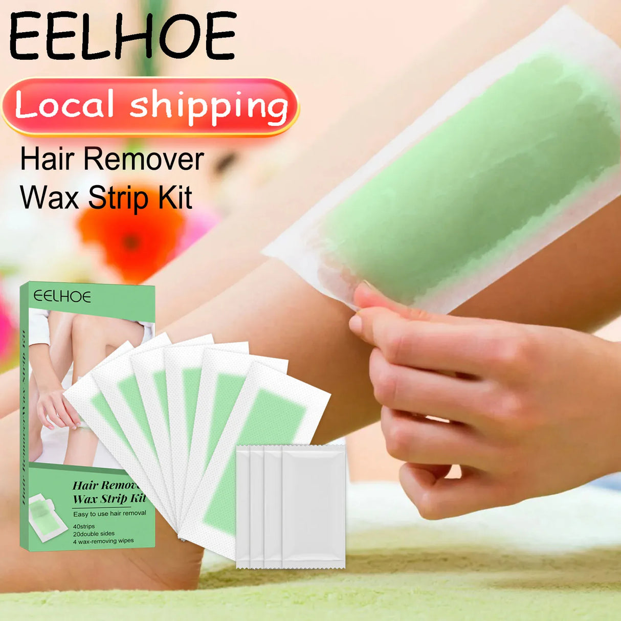 EELHOE Hair Removal Wax Strip Non-irritating Pore Shrink Improve Smoothness Smoothing Skin Peel Off Quick Hair Remove Strips