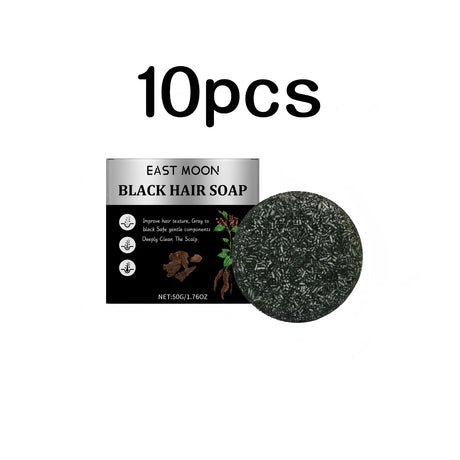 East Moon Bamboo Charcoal Hair Darkening Shampoo Soap Repair White Hair Dye Nourish Oil Control Improve Gray Hair Shampoo Soap