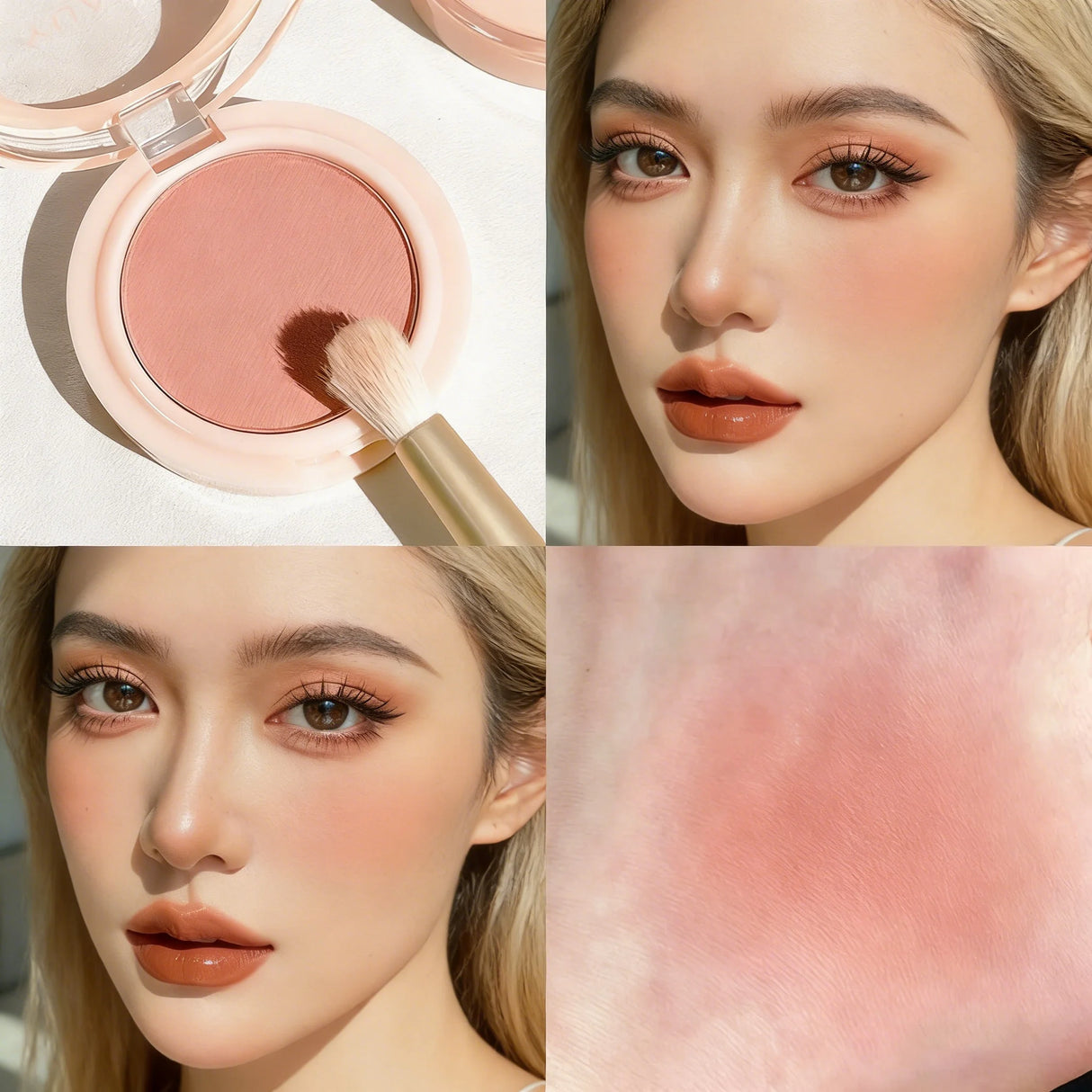 Daily Matte Blush Collection Natural Glow Buildable Cheek Color Long-Lasting Everyday Blush Makeup Natural Flush 3 Colors