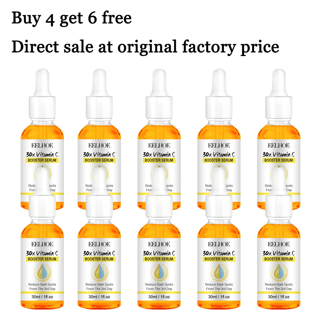 30ML Vitamin C Face Serum Deep Moisturizing Enhance Smoothness Shrink Pores Improve Skin Texture Boosts Skin Elasticity Glowing Facial Serum