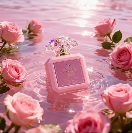 Ard al Zaafaran Pink Blush Shams Al Emarat Khususi， Cotton candy powder blusher women's perfume, light essence -100ml (3.4oz) romantic and sweet Arabian perfume - charming fragrance, pink bottle packaging