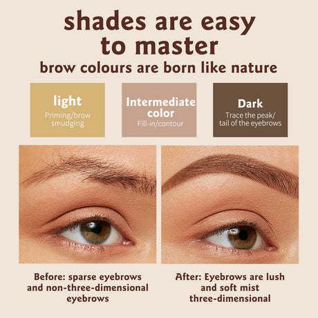 Ocheal 3Color Eyebrow Powder Black Brown Lift Eyebrow Professional Waterproof Cosmetic Eye Shadow Palette with Brush