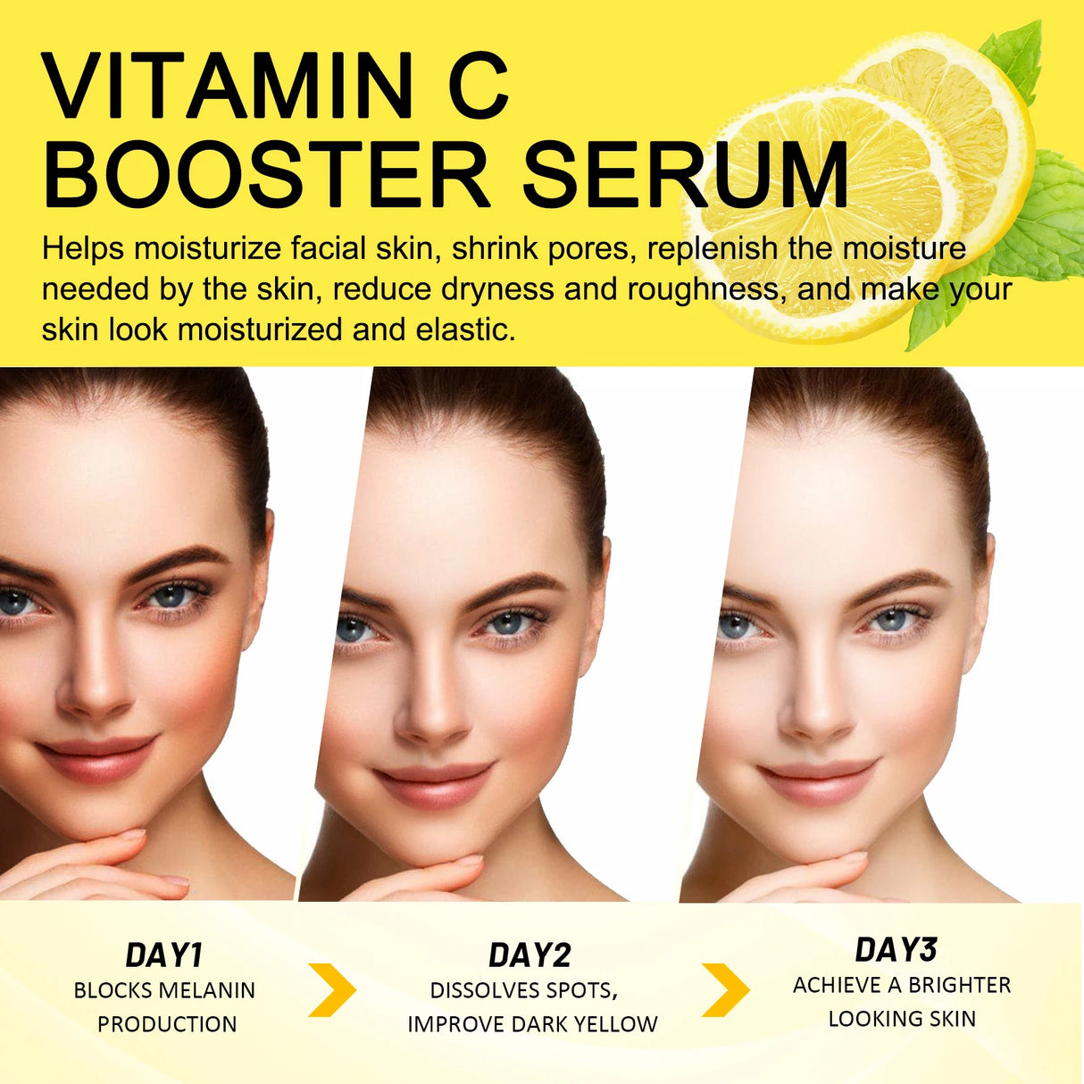 30ML Vitamin C Face Serum Deep Moisturizing Enhance Smoothness Shrink Pores Improve Skin Texture Boosts Skin Elasticity Glowing Facial Serum