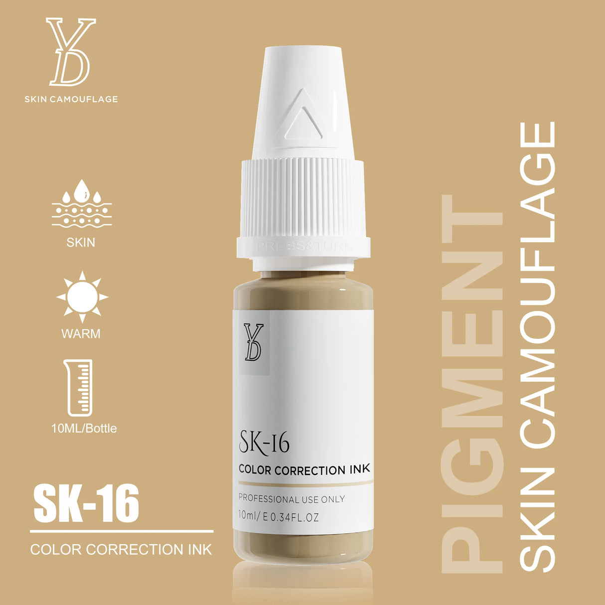 YD Professional 10ML Camouflage Pigment Semi Permanent Makeup Tattoo Ink for Scar Cover Stretch Marks Vitiligo Restore Skin Tone