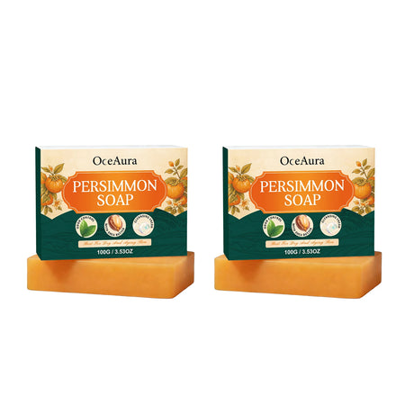 Oceaura Persimmon Soap Bar Body Odor Control Moisturizing Skin Keep Brighten Long-Lasting Freshness Daily Cleansing Fruit Handmade Shower Soap