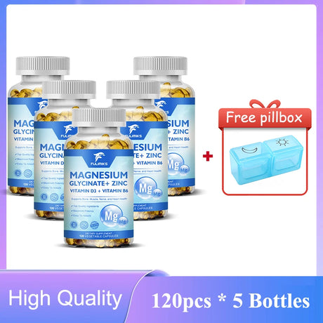Magnesium Glycinate + Zinc Supplement Capsules, High Absorption, Support Sleep Health, Bone Joint, Brain, Strengthen Immune