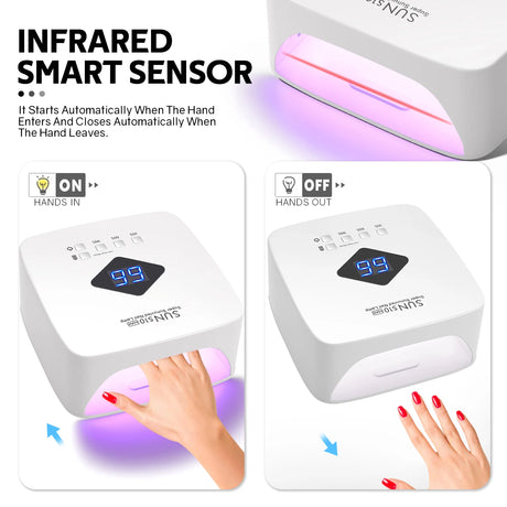 168W UV LED Nail Lamp Rechargeable Nail Dryer with Large LCD Display Professional Gel Curing Lamp 4 Timer Auto Sensor for Salon