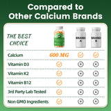 BEWORTH Vitamin D3K2 Calcium Capsules Support Immune Heart，Muscle & Bone Health Help Optimize Calcium Absorption & Distribution