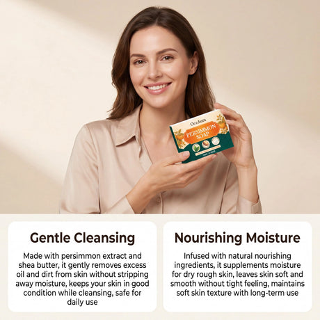 Oceaura Persimmon Soap Bar Body Odor Control Moisturizing Skin Keep Brighten Long-Lasting Freshness Daily Cleansing Fruit Handmade Shower Soap