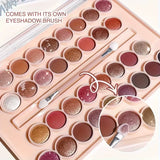 34-Color Eyeshadow Palette with Brush-High Pigment Matte & Shimmer Finishes Waterproof & Sweatproof Perfect - Coral & Nude Tones