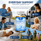 Magnesium Glycinate + Zinc Supplement Capsules, High Absorption, Support Sleep Health, Bone Joint, Brain, Strengthen Immune
