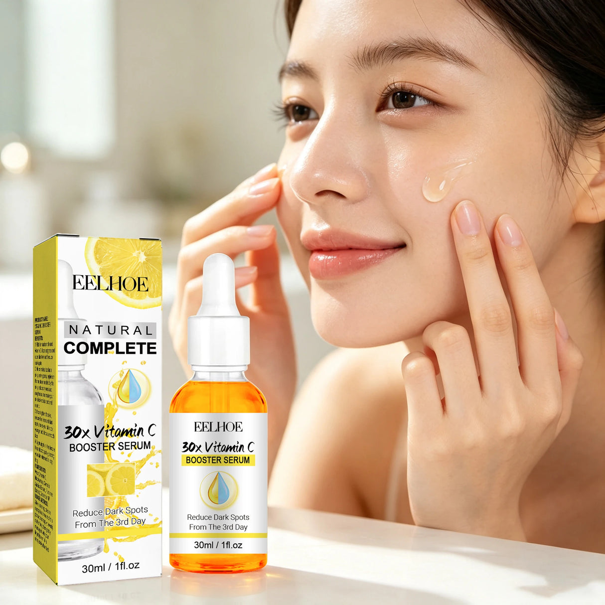 30ML Vitamin C Face Serum Deep Moisturizing Enhance Smoothness Shrink Pores Improve Skin Texture Boosts Skin Elasticity Glowing Facial Serum