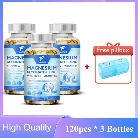 Magnesium Glycinate + Zinc Supplement Capsules, High Absorption, Support Sleep Health, Bone Joint, Brain, Strengthen Immune