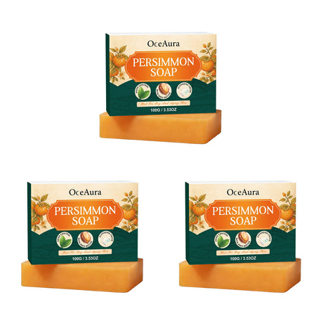 Oceaura Persimmon Soap Bar Body Odor Control Moisturizing Skin Keep Brighten Long-Lasting Freshness Daily Cleansing Fruit Handmade Shower Soap