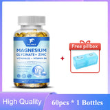 Magnesium Glycinate + Zinc Supplement Capsules, High Absorption, Support Sleep Health, Bone Joint, Brain, Strengthen Immune