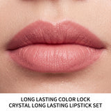 Zephoco Matte Long-Wear Lipstick Tint Crystal Shape 3 Colors High Pigment Waterproof Transfer-Proof Moisturizing Classic Fashion Shades