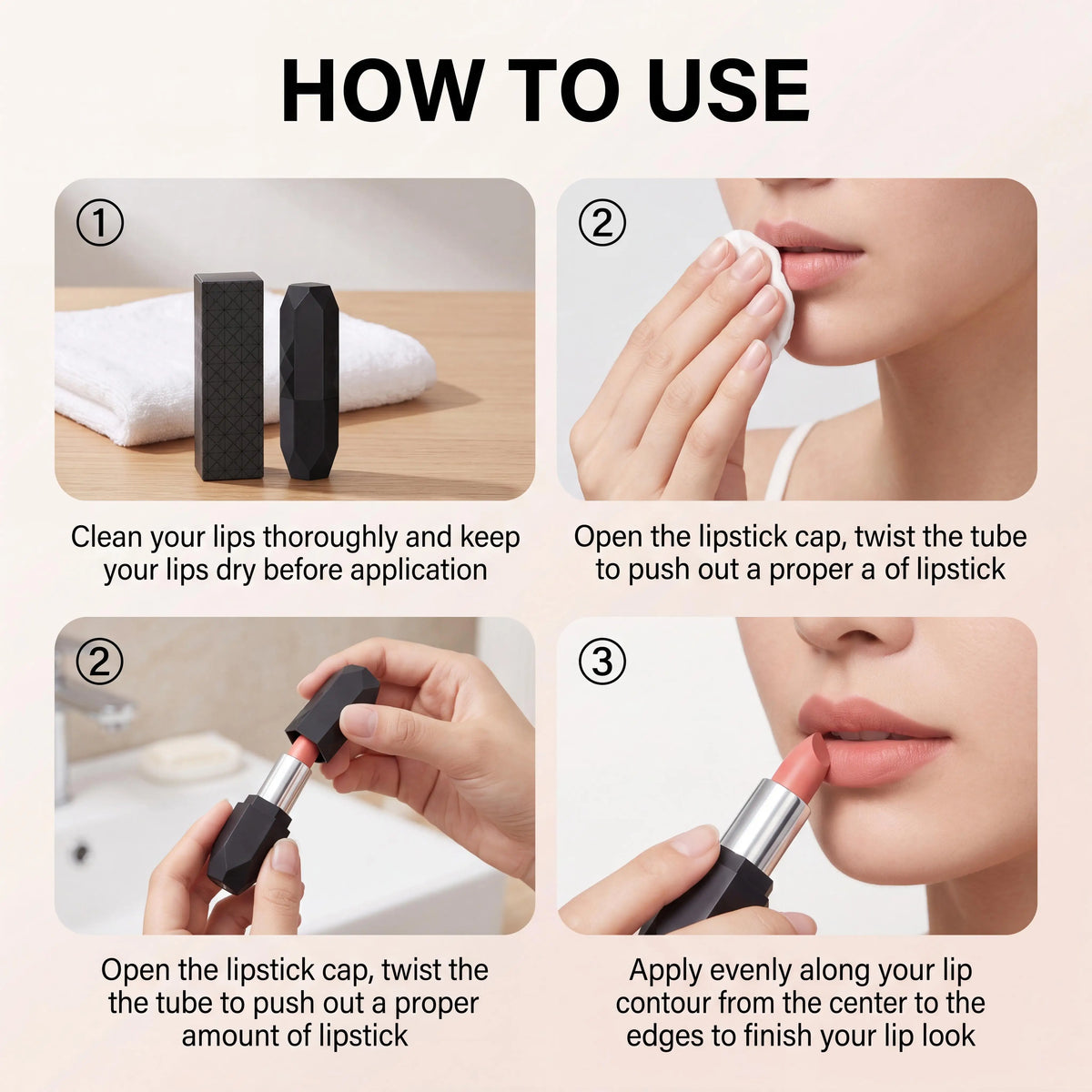 Zephoco Matte Long-Wear Lipstick Tint Crystal Shape 3 Colors High Pigment Waterproof Transfer-Proof Moisturizing Classic Fashion Shades