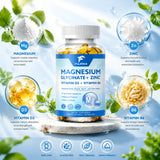 Magnesium Glycinate + Zinc Supplement Capsules, High Absorption, Support Sleep Health, Bone Joint, Brain, Strengthen Immune