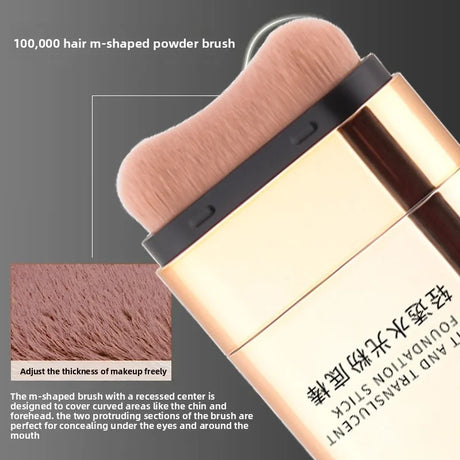 OPE Foundation Stick with Built-in Brush, Light Sheer Water-Glass Finish, Moisturizing 2-in-1 Concealer, Long Lasting Coverage