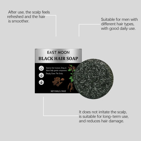 East Moon Bamboo Charcoal Hair Darkening Shampoo Soap Repair White Hair Dye Nourish Oil Control Improve Gray Hair Shampoo Soap