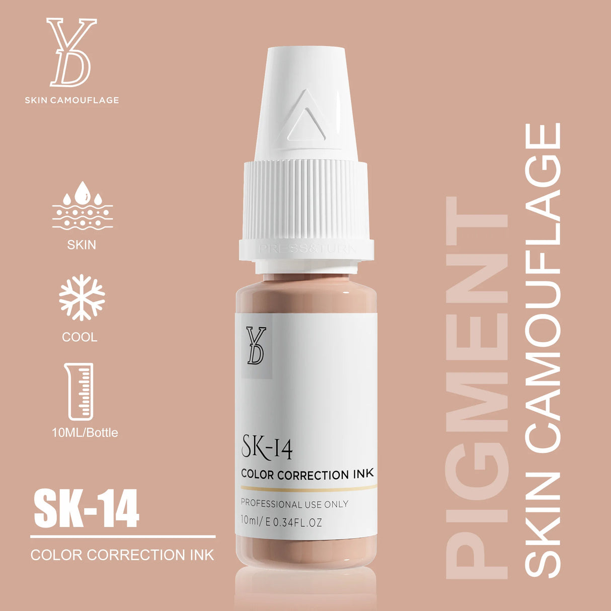 YD Professional 10ML Camouflage Pigment Semi Permanent Makeup Tattoo Ink for Scar Cover Stretch Marks Vitiligo Restore Skin Tone