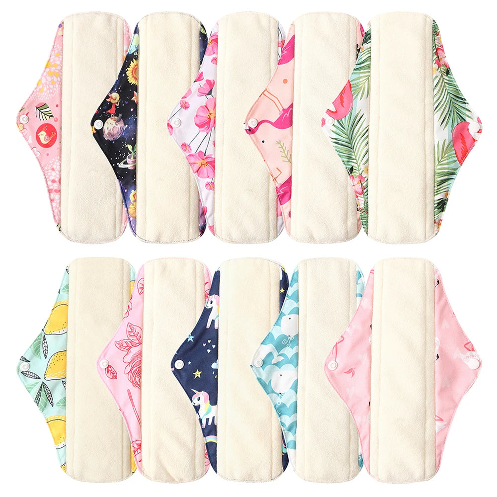 5pcs Set 4pcs Bamboo Reusable Sanitary Pads Washable Absorbent Cloth Menstrual Pads+1pc Bonus Free Mini Wet Bag