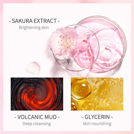LAIKOU Japan Sakura Clay Mask Deep Cleansing Skin Mud Korean Face Mask Oil Control Shrink Pores Skin Care 80g
