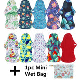 10pcs Organic Bamboo Charcoal Washable Hygiene Menstrual Pads Heavy Flow Sanitary Pads Lady Cloth Pad Reusable Pads